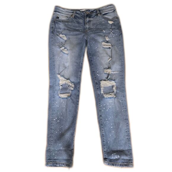Kancan Raw Hem Estilo Destroyed Paint Splatter Skinny Jeans Size 26 Wome… - Picture 1 of 7